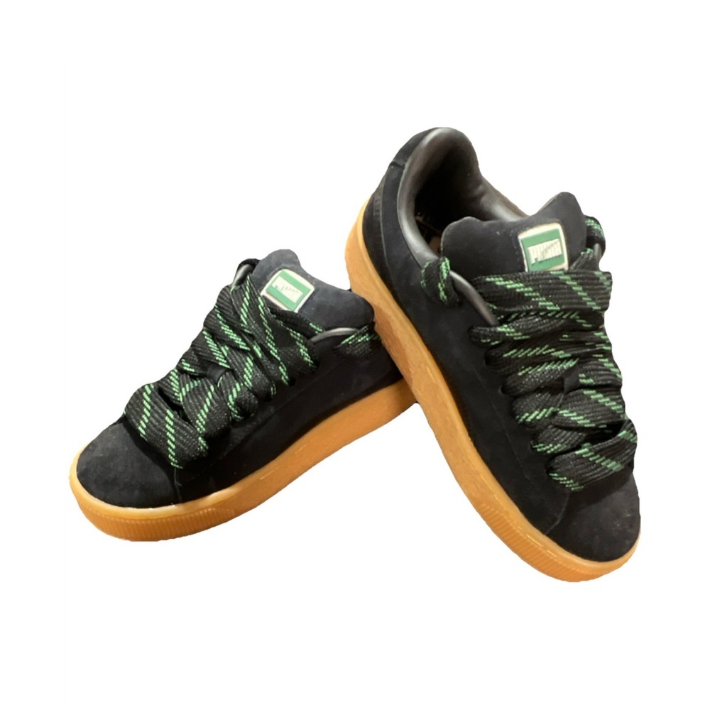 17N20/ PUMA Suede XL Suede Low Top Sneaker Black Green Gum Kids US 4 398180-02